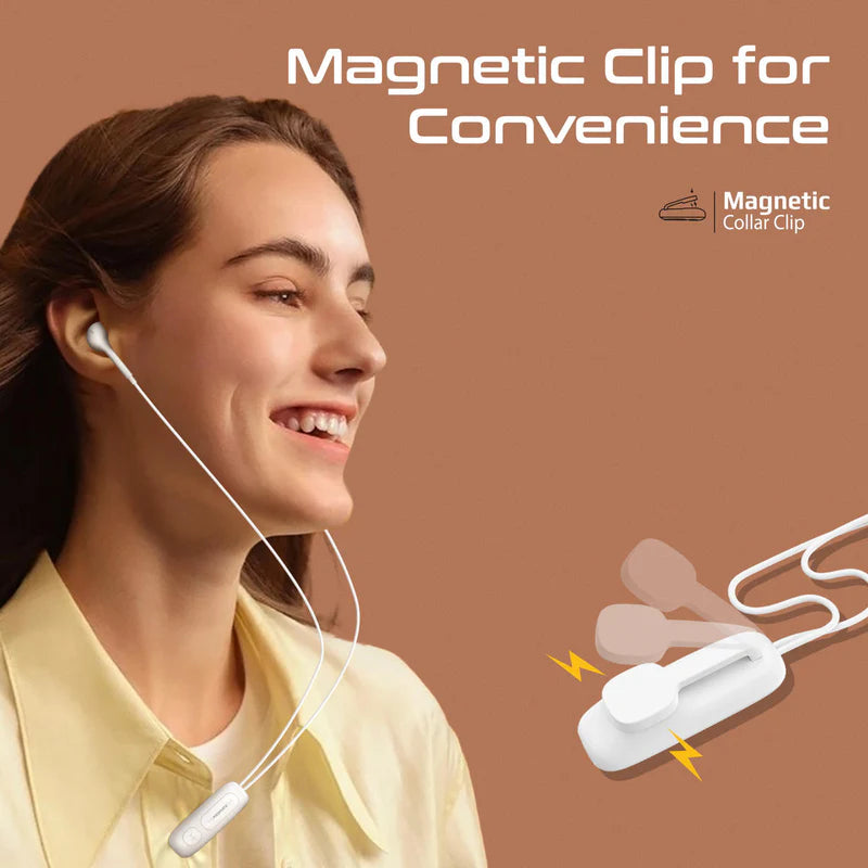 PROMATE Latch Clip-On High Fidelity Wireless Dynamic Neckband - Bluetooth / 90mAh / White