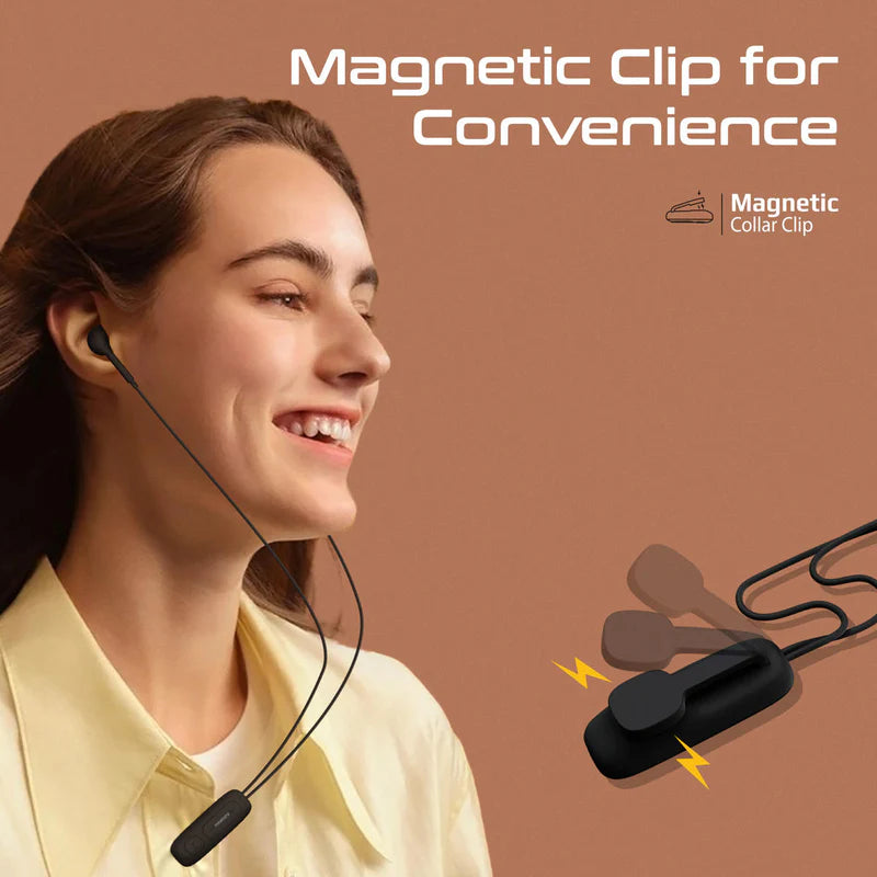 PROMATE Latch Clip-On High Fidelity Wireless Dynamic Neckband - Bluetooth / 90mAh / Black