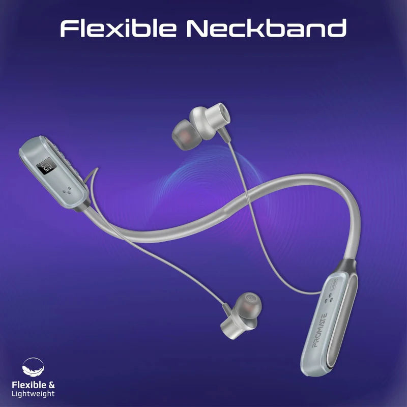 PROMATE Leap Dynamic Wireless Neckband - 800mAh / Silver