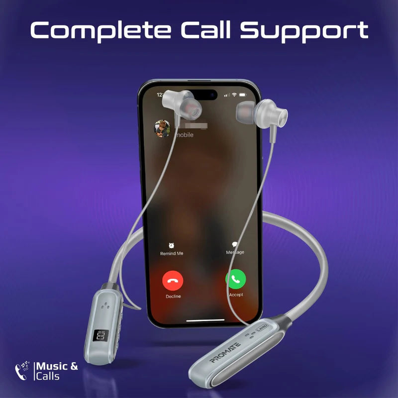 PROMATE Leap Dynamic Wireless Neckband - 800mAh / Silver