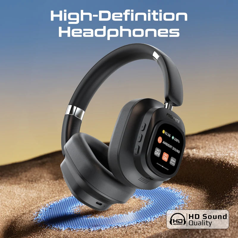 PROMATE VuTune Hybrid ANC Headphones - 600mAh / Black