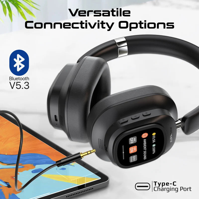 PROMATE VuTune Hybrid ANC Headphones - 600mAh / Black