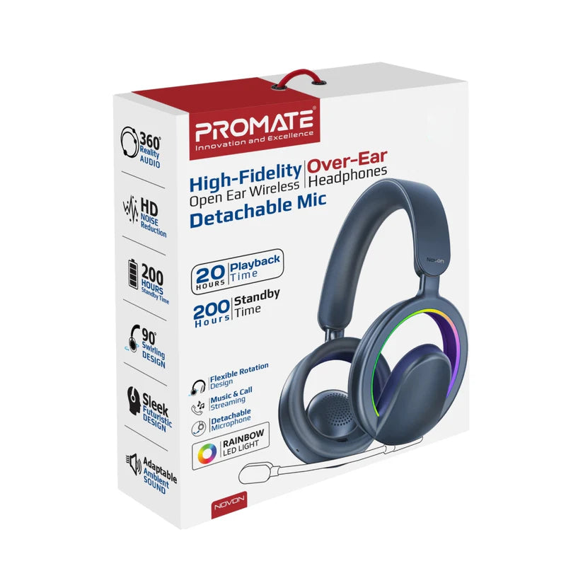 PROMATE Novon Wireless Over-Ear Headphones - 600mAh / Blue