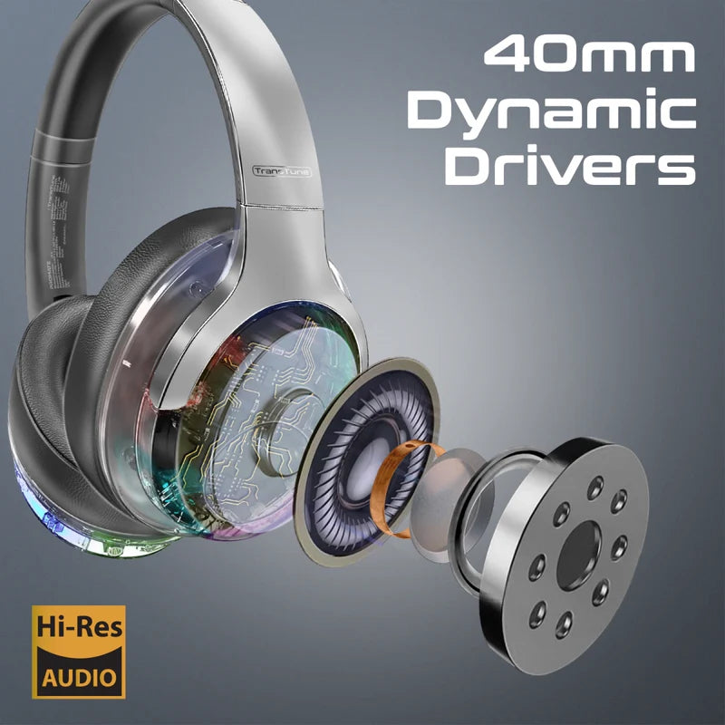 PROMATE TransTune Wireless Active Noise Cancelling Headphones - 600mAh / Silver