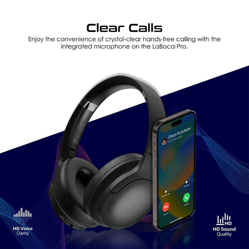 PROMATE LaBoca-Pro High Fidelity Over-Ear Wireless Headphones - 300mAh / Black