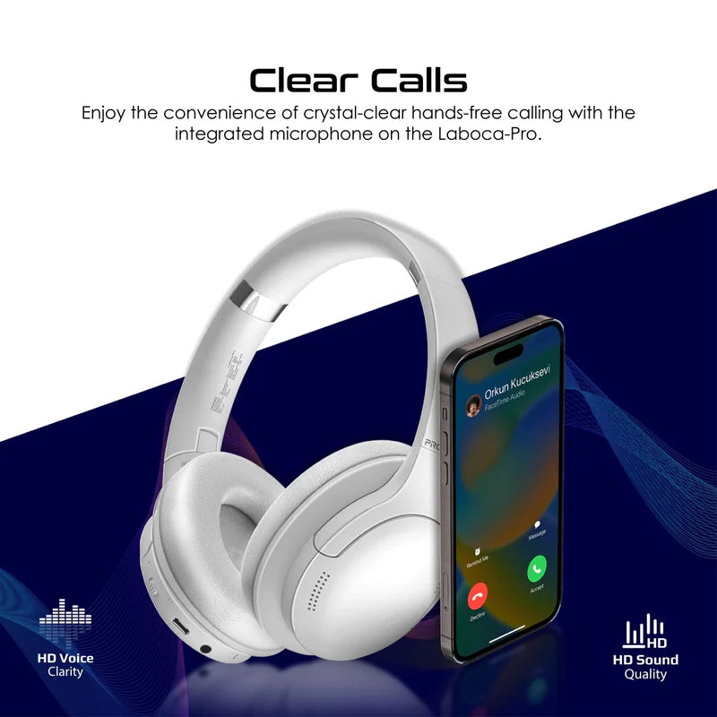 PROMATE LaBoca-Pro High Fidelity Over-Ear Wireless Headphones - 300mAh / White