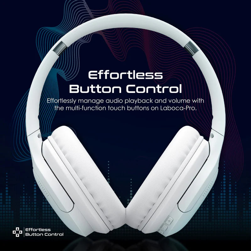 PROMATE LaBoca-Pro High Fidelity Over-Ear Wireless Headphones - 300mAh / White