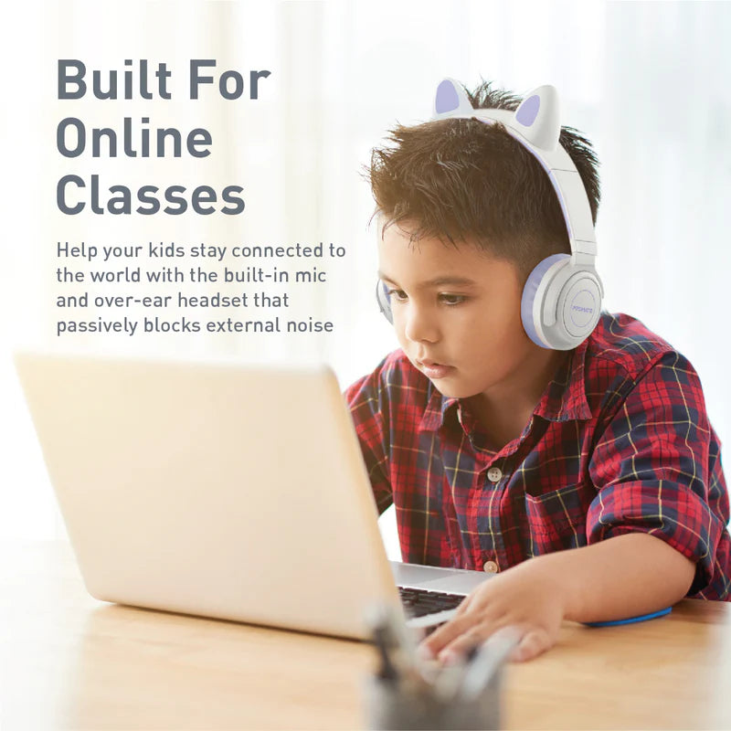 PROMATE Panda Kawaii Style Wireless Kids Headphones - 1000mAh / Lilac