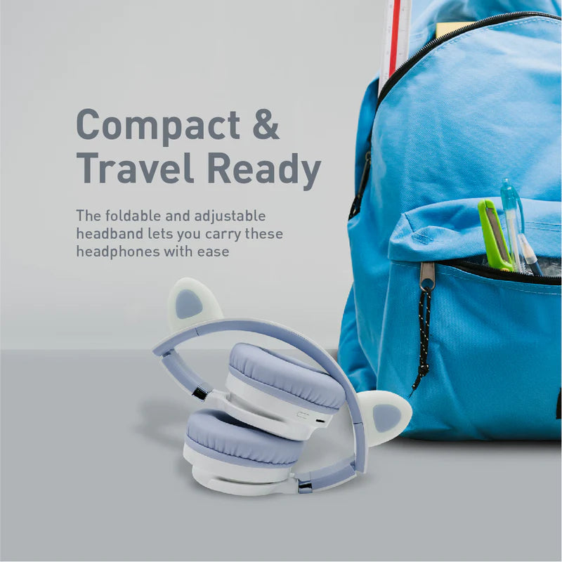 PROMATE Panda Kawaii Style Wireless Kids Headphones - 1000mAh / Lilac