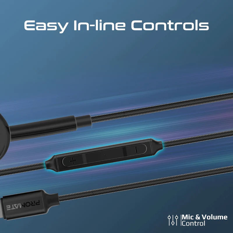 PROMATE MonoPod-LT In-Ear Wired Mono Earphone - Lightning / Black