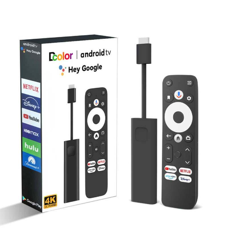 عصا تلفزيون أندرويد من دي كولور – دقة 4K / HDMI / يو إس بي-C / واي فاي / بلوتوث / أسود