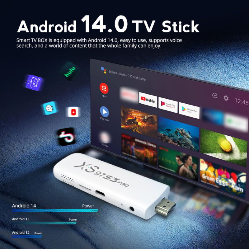 XS97 S3 PRO Smart TV Stick - 4K / 2GB / 8GB / Wi-Fi / White