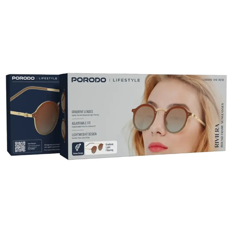 Porodo Lifestyle Riviera Round Frame Sunglasses - Gold