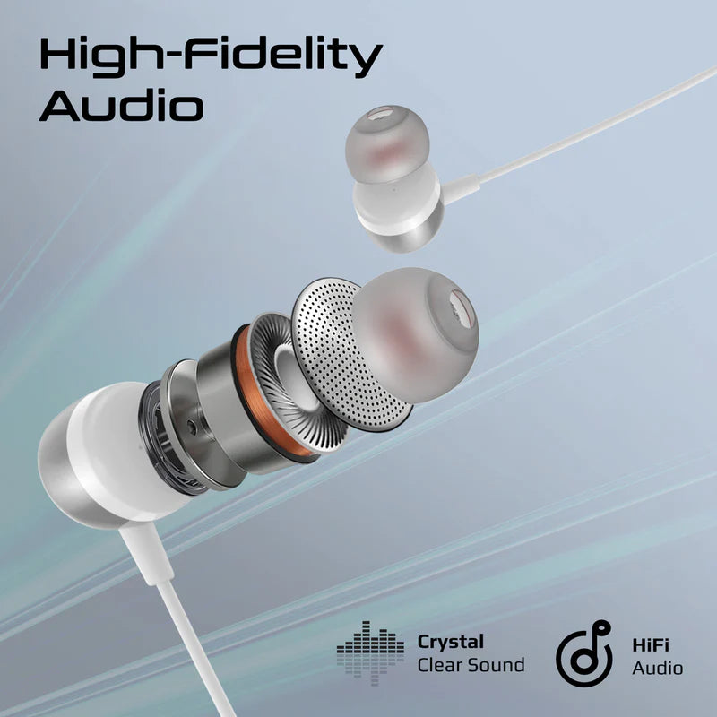 PROMATE Silken-ENC In-Ear Wired ENC Stereo Earphones - USB-C / 1.2 Meter / White