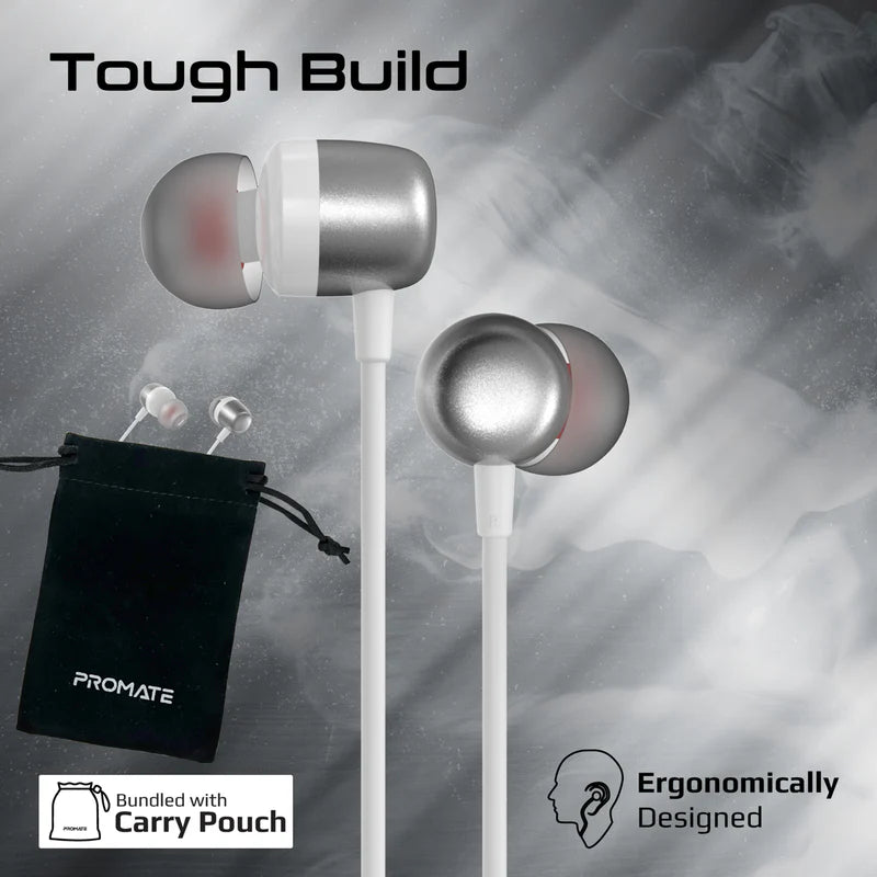 PROMATE Silken-ENC In-Ear Wired ENC Stereo Earphones - USB-C / 1.2 Meter / White
