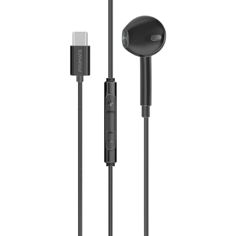 PROMATE MonoPod-C In-Ear Wired Mono Earphone - USB-C / Black