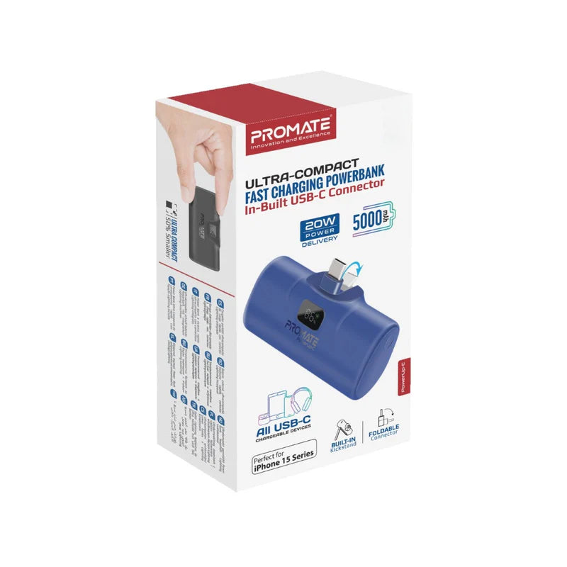 PROMATE PowerUp-C Ultra-Compact fast charging Power Bank - 20W / USB-C / Blue
