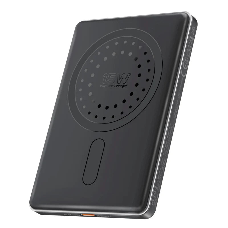 PROMATE Blade-5 Ultra-Slim MagSafe Compatible Wireless Charging Power Bank - USB-C / Black