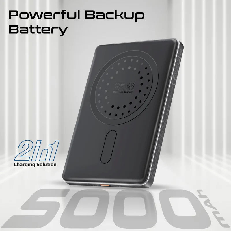 PROMATE Blade-5 Ultra-Slim MagSafe Compatible Wireless Charging Power Bank - USB-C / Black