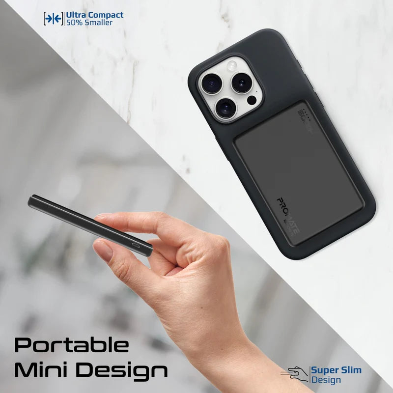 PROMATE Blade-5 Ultra-Slim MagSafe Compatible Wireless Charging Power Bank - USB-C / Black