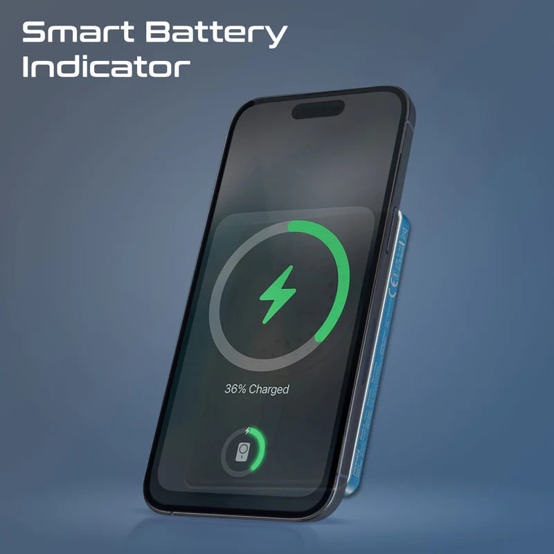 PROMATE Blade-5 Ultra-Slim MagSafe Compatible Wireless Charging Power Bank - USB-C / Blue