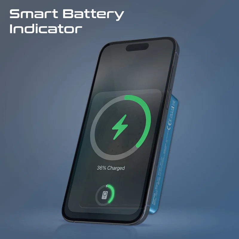 PROMATE Blade-10 Ultra-Compact MagSafe Compatible Wireless Charging Power Bank - USB-C / Blue