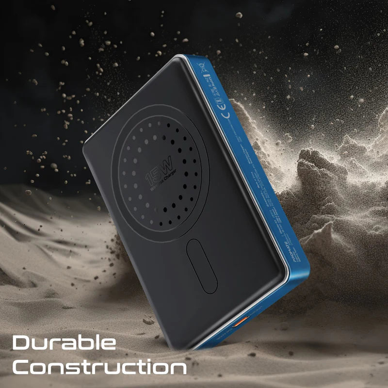 PROMATE Blade-10 Ultra-Compact MagSafe Compatible Wireless Charging Power Bank - USB-C / Blue