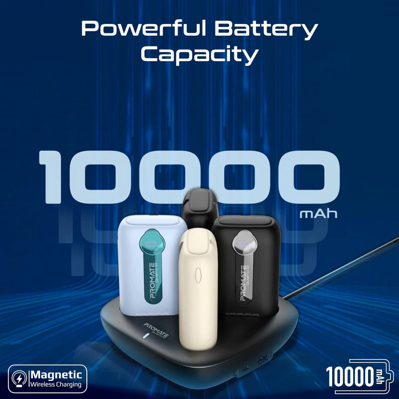 PROMATE Quatro-10 Power Bank with In-Built USB-C and Lightning Cables - 10000mAh - Pack Of 4