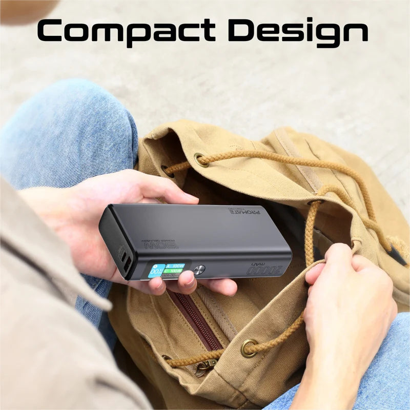 PROMATE Titan-130 Sleek Multi-Port Power Bank - 130W / 20000mAh / Black