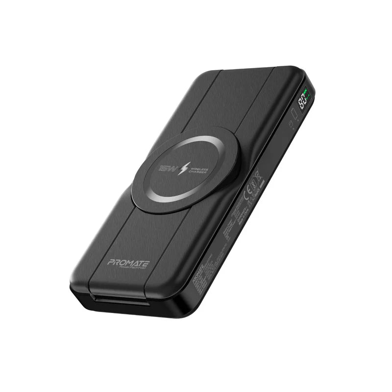 PROMATE PowerPack-Fold 5-in-1 Foldable MagSafe Compatible Wireless Power Bank - 20W / USB-C / USB-A / Black