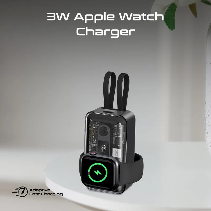 PROMATE Mavrix Power Bank with Built-In USB-C & Lightning Cable - 35W / 10000mAh / Phantom Black