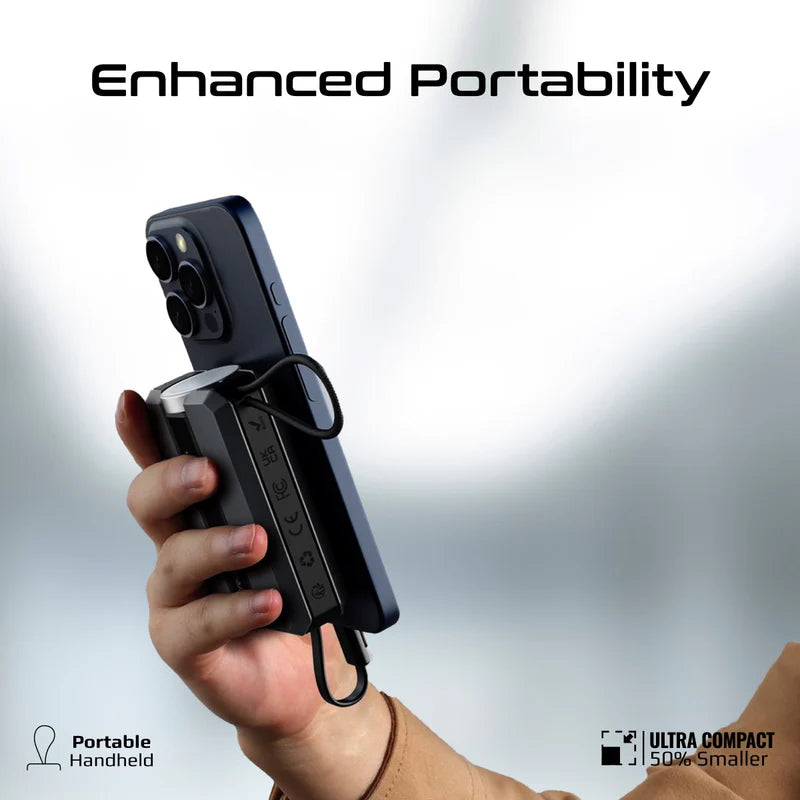 PROMATE Neo-10 Power Bank with Built-In USB-C Cable - 30W / 10,000mAh / Black