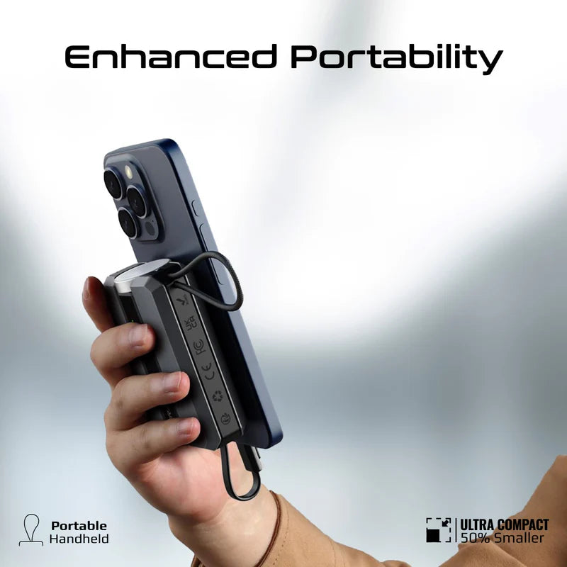 PROMATE Neo-10 Power Bank with Built-In USB-C Cable - 30W / 10,000mAh / Grey