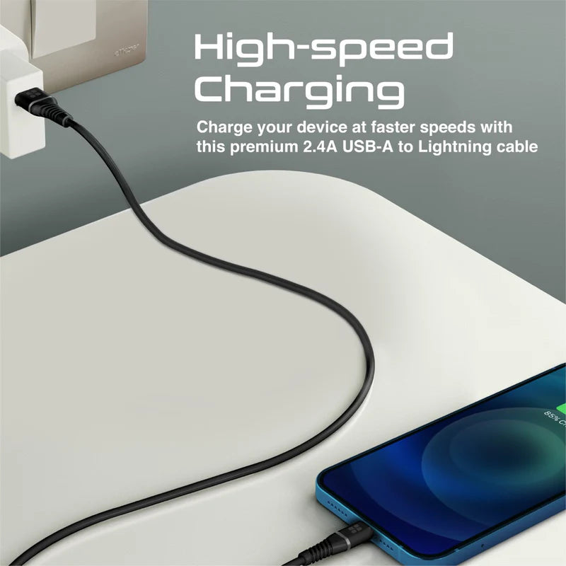 PROMATE PowerLine-Ai120 Data Sync Charge Cable - 1.2 Meter / 480Mbps / USB-A / Lightning / Black
