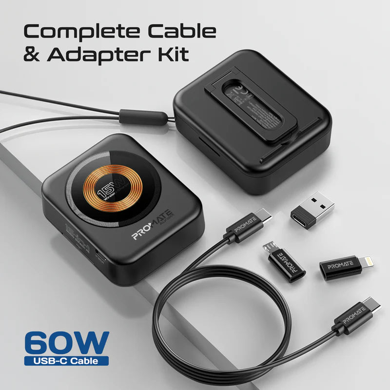 PROMATE AuraKit Ultra Compact Multi-Functional Mobile Solution Kit - 15W / Black