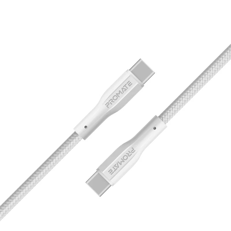 PROMATE XCord-CC High Tensile Strength Data & Charge Cable - 1 Meter / 480Mbps / USB-C / White