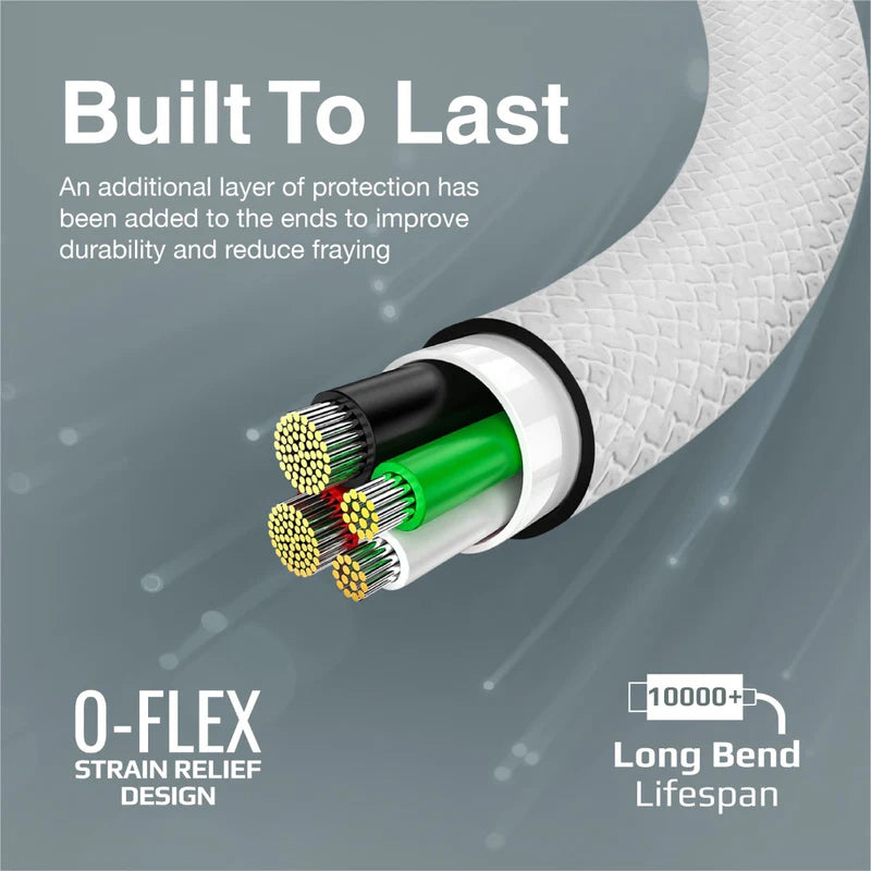 PROMATE XCord-CC High Tensile Strength Data & Charge Cable - 1 Meter / 480Mbps / USB-C / White