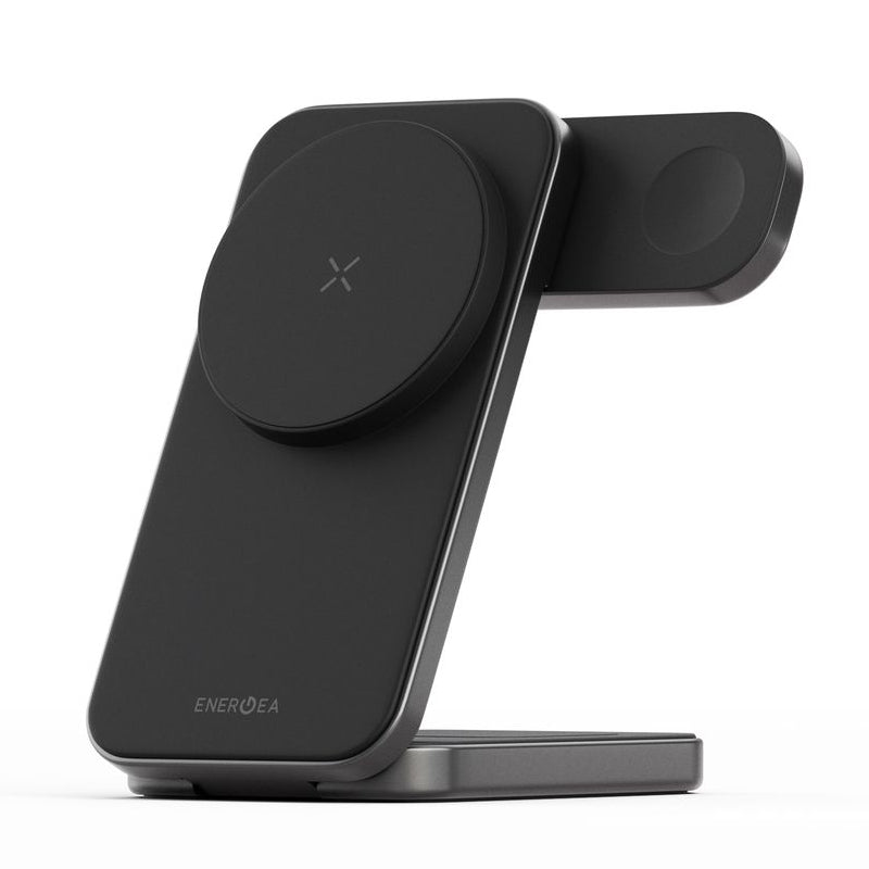 Energea MagTrio Plus 3-IN-1 Foldable Qi2 Magnetic Fast Wireless Charger - 15W / Gunmetal