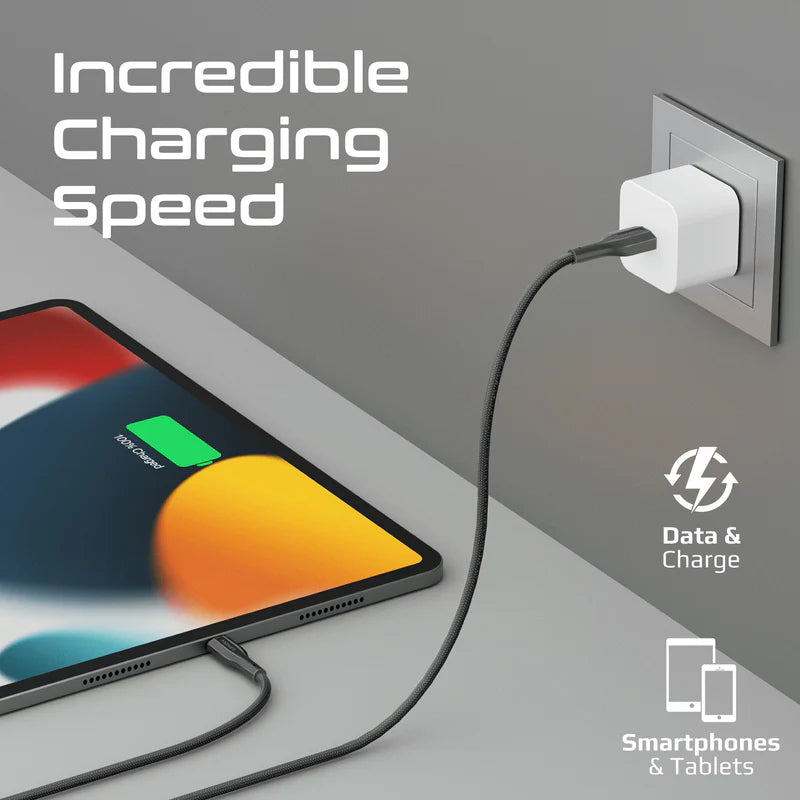 PROMATE XCord-Ai200 High Tensile Strength Data & Charge Cable - 2 Meter / 480Mbps / USB-A / Lightning / Black