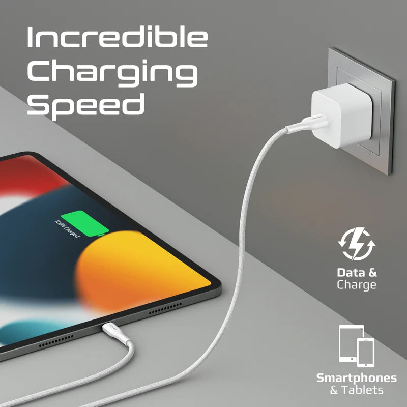 PROMATE XCord-Ai200 High Tensile Strength Data & Charge Cable - 2 Meter / 480Mbps / USB-A / Lightning / White