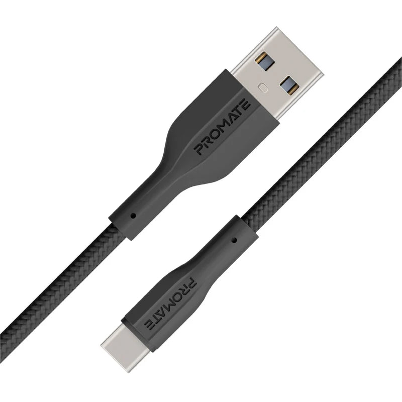 PROMATE XCord-AC Super Flexible Data and Charge Cable - 1 Meter / 480Mbps / USB-A / USB-C / Black