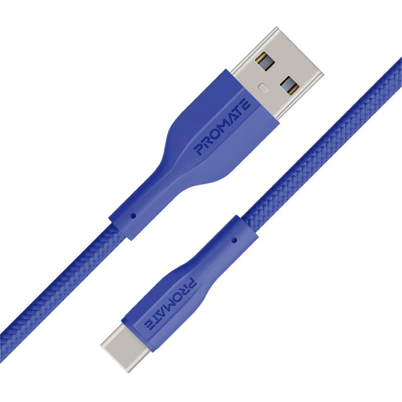 PROMATE XCord-AC Super Flexible Data and Charge Cable - 1 Meter / 480Mbps / USB-A / USB-C / Navy