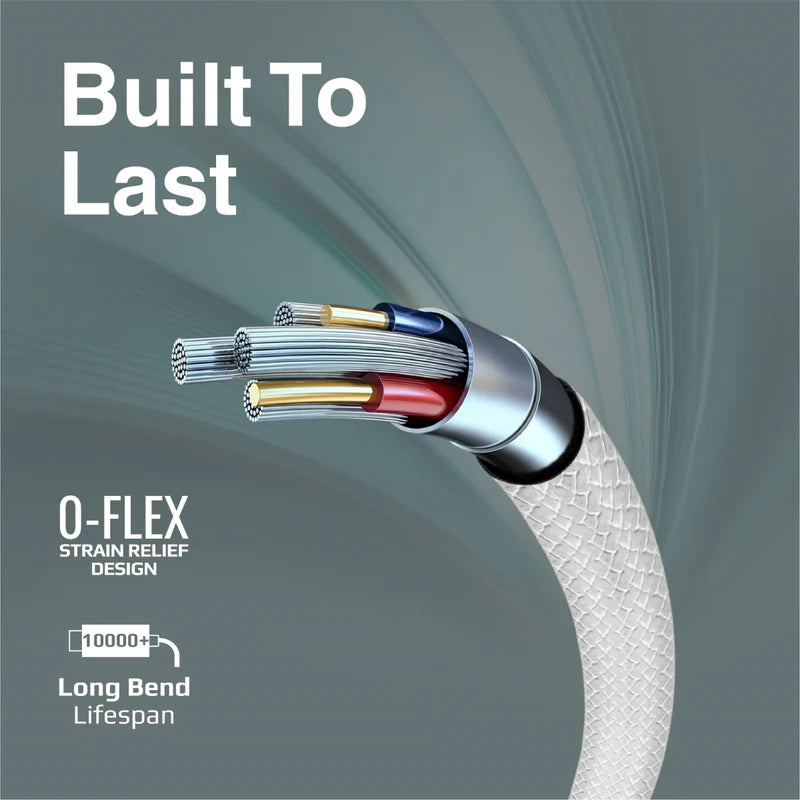 PROMATE XCord-AC Super Flexible Data and Charge Cable - 1 Meter / 480Mbps / USB-A / USB-C / White