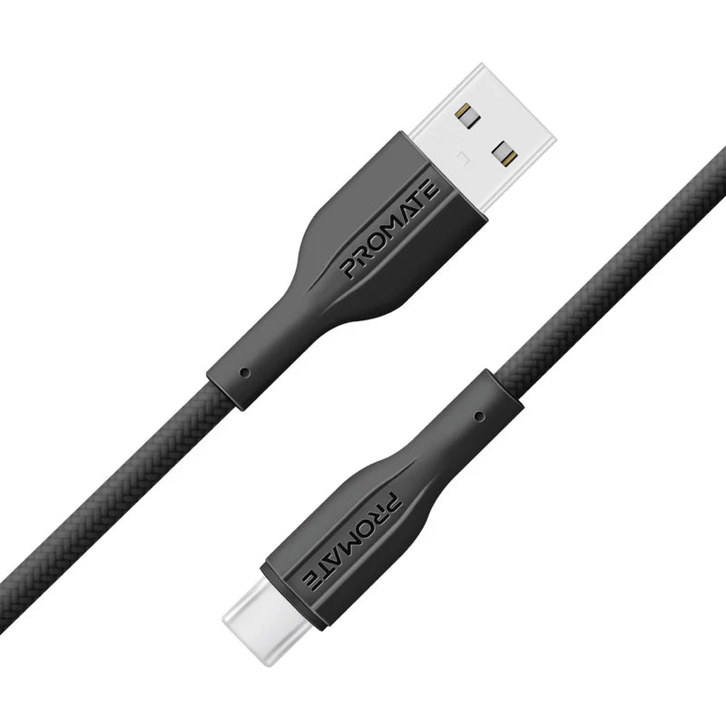 كابل بيانات وشحن بروميت إكس كورد-AC200 فائق المرونة - 2 متر / 480 ميجابت/ثانية / USB-A / USB-C / أسود