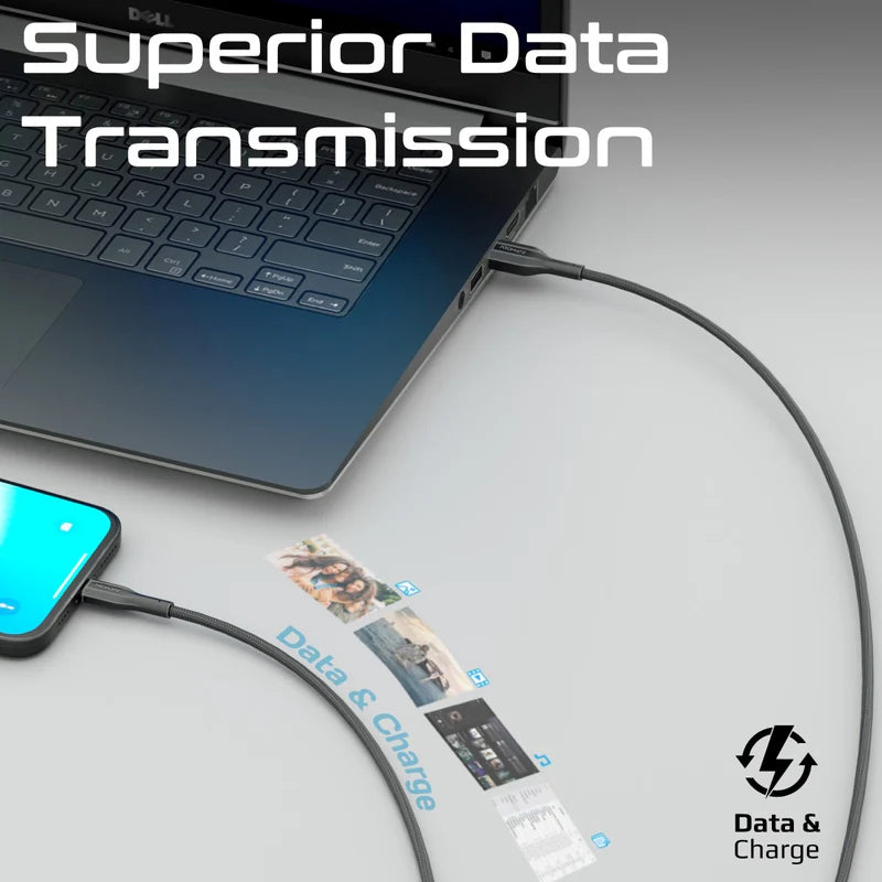 كابل بيانات وشحن بروميت إكس كورد-AC200 فائق المرونة - 2 متر / 480 ميجابت/ثانية / USB-A / USB-C / أسود