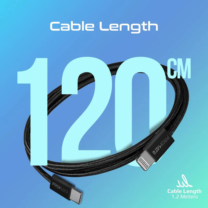 كابل بروميت إيكو لاين-Ci120 للشحن فائق السرعة - بطول 1.2 متر / 480 ميجابت/ثانية / لايتنينج / يو إس بي C / أسود