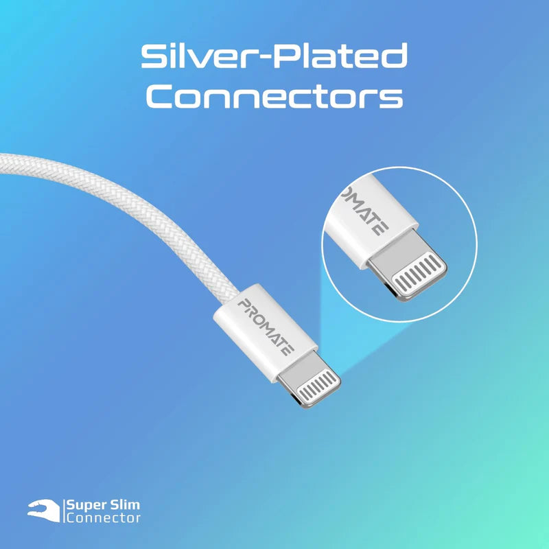 PROMATE EcoLine-Ci120 Super-Fast Charge Cable - 1.2 Meter / 480Mbps / Lightning / USB-C / White