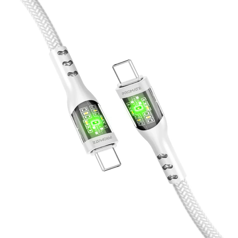 PROMATE TransLine-CC Power Delivery Ultra-Fast Charge Cable - 1.2 Meter / 480Mbps / USB-C / White