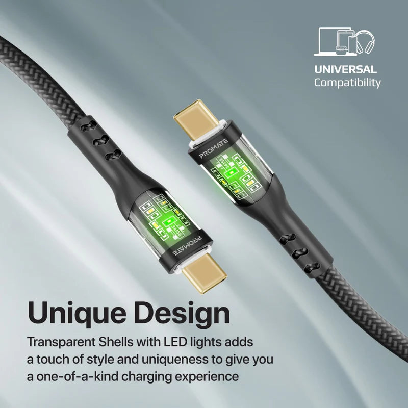 PROMATE TransLine-CC Power Delivery Ultra-Fast Charge Cable - 1.2 Meter / 480Mbps / USB-C / Black