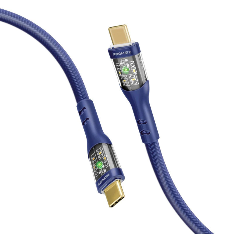 PROMATE TransLine-CC200 Power Delivery Ultra-Fast Charge Cable - 2 Meter / 480Mbps / USB-C / Navy